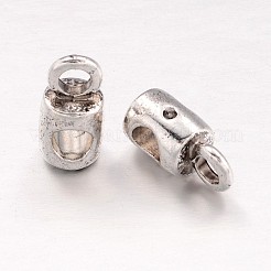 チベット風チャームベイル  保釈ビーズ  カドミウムフリー＆鉛フリー  直方体の  アンティークシルバー  12x6x7mm  穴：3mm  内径：5mm&nbsp;TIBE-A21170-AS-LF