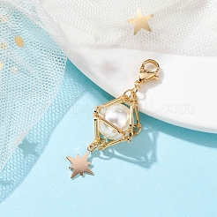 Brass Shell Pearl Pendant Decorations&nbsp;HJEW-JM01816-03