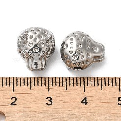 変色しない304ステンレススチールビーズ  ヒョウ  ステンレス鋼色  12.5x10.5x8mm  穴：2mm&nbsp;STAS-I203-49P