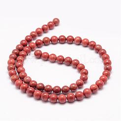 天然石レッドジャスパービーズ連売り  ラウンド  10mm  穴：1mm  約38個/連  15.5インチ&nbsp;G-K153-B19-10mm