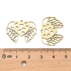 ステンレスペンダント201個  翼とハートのチャーム  レーザー切断  ゴールドカラー  19.5x25x1mm  穴：1.4mm&nbsp;LS-STAS-Z162-04G