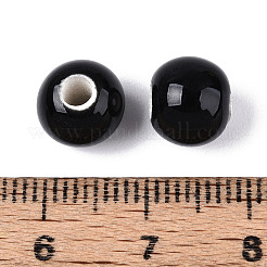 手作りの陶器ビーズ  ロンデル  ファンシーアンティーク施釉磁器  ミックスカラー  8.2~9x7~7.5mm  穴：2.5~3mm&nbsp;PORC-T133-11