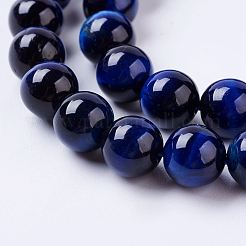 天然石タイガーアイビーズ連売り  ラウンド  ダークブルー  8mm  穴：1mm  約47~50個/連  14.9インチ&nbsp;G-P276-03-8mm