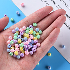 不透明なアクリルビーズ  ABカラーメッキ  ラウンド  ミックスカラー  6x5mm  穴：1.8mm  約4400個/500g&nbsp;MACR-S370-D6mm-M1