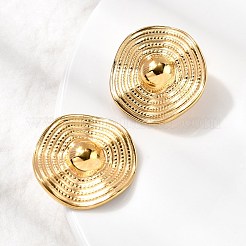 304 Stainless Steel Wavy Flat Round Stud Earrings&nbsp;EJEW-K268-53A-G