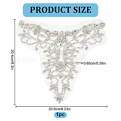 ラインストーンアイロン/縫い付けパッチ1枚  ウェディングアクセサリー  クリスタル  204x209x6.5mm&nbsp;PATC-GO0001-08