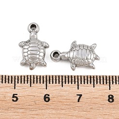 304ステンレスペンダント  カメのチャーム  ステンレス鋼色  16x10x4mm  穴：1.4mm&nbsp;STAS-L317-17P