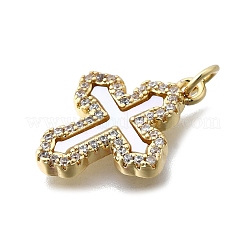 Brass Micro Pave Clear Cubic Zirconia Pendants&nbsp;KK-V010-10G-01
