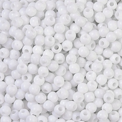 不透明なアクリルビーズ  ラウンド  ホワイト  4x3.5mm  穴：1.6mm  約1800個/50g&nbsp;X-SACR-A007-01A-17