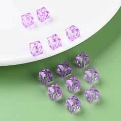 透明なアクリルビーズ  多面カット  正方形  青紫色  8.5x9.5x9.5mm  穴：2.5mm  約1070個/500g&nbsp;MACR-S373-51B-B02