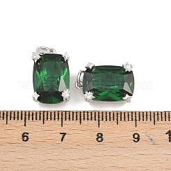 キュービックジルコニアペンダント付き真鍮  長方形  カドミウムフリー＆鉛フリー  ラックめっき  長持ちメッキ  丸カン付き  プラチナ  16x10x8mm  穴：3mm&nbsp;KK-B157-24P