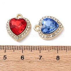 ラインストーン ペンダント付き合金  ハートチャーム  ゴールドカラー  ミックスカラー  17.5x14.5x6mm  穴：1.5mm&nbsp;FIND-Z111-08G