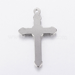 変色しにくい304ステンレススチールペンダント  クロス  ステンレス鋼色  42.5x26x4mm  穴：2.5mm&nbsp;STAS-G172-19P