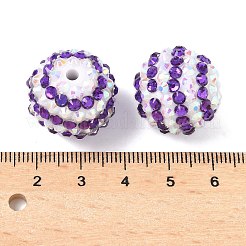 ストライプ樹脂ラインストーンビーズ  フーセンガム風ラウンドビーズ  アクリルと  青紫色  20mm  穴：2mm&nbsp;OACR-A037-01A