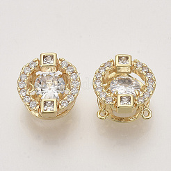 Brass Micro Pave Clear Cubic Zirconia Charms&nbsp;ZIRC-T011-15G-NF