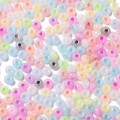 模造翡翠 3/0個 ガラスシードビーズ  光沢  染め  ラウンド  カラフル  5.5x3.5mm  穴：1.5mm&nbsp;SEED-Z001-A-A02