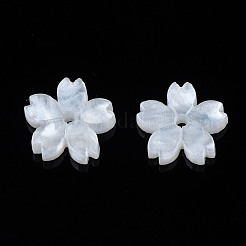 不透明なアクリルビーズ  さくら  ホワイト  10.5x11x2mm  穴：1.2mm&nbsp;X-SACR-S273-31H
