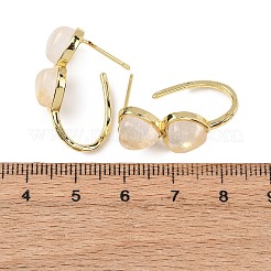 Valentine's Day Heart Natural Quartz Crystal Stud Earrings&nbsp;EJEW-T053-01G-08
