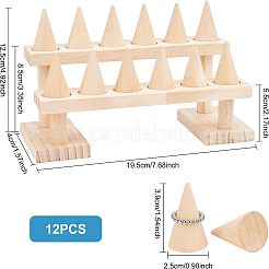 組み立てられた木製リングディスプレイ  ネジ付き  ビスク  19.5x4x1.15cm  28個/セット&nbsp;RDIS-WH0011-05