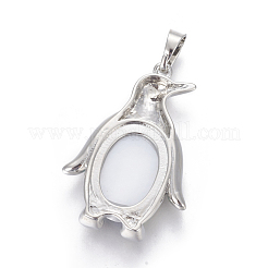 シェルペンダント  真鍮パーツ  ペンギン  プラチナ  カラフル  34~35x24~25x5~8mm  穴：8x5mm&nbsp;SHEL-L009-A01