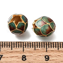 真鍮製エナメルビーズ  花芽  カドミウムフリー＆鉛フリー  24KGP本金メッキ  士官候補生ブルー  9x9.5mm  穴：2mm&nbsp;KK-G605-15G-02