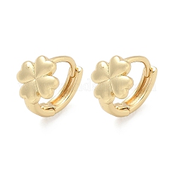 Clover Brass Hoop Earrings&nbsp;EJEW-Z102-11G