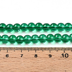 ベーキングペイント透明ガラスビーズ  ラウンド  グリーン  6~6.5mm  穴：1.2mm&nbsp;X1-DGLA-N006-6mm-09