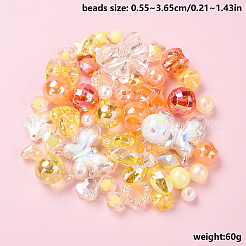 60g2色アクリルビーズ  混合図形  ミックスカラー  7~36.5x7~36.5x5.5~36.5mm  穴：1.8~4.5mm  約18個/30g  30 G /カラー&nbsp;MACR-YW0003-36C