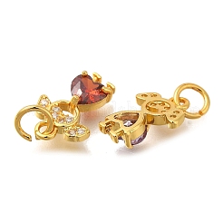 Rack Plating Brass Micro Pave Cubic Zirconia Charms&nbsp;KK-I716-24G