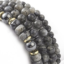 4Pcs 4 Style Natural Larvikite & Synthetic Hematite Stretch Bracelets Set with Cubic Zirconia Column Beaded&nbsp;BJEW-JB08830