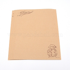 クラフト紙レターペーパー  クロック模様を持ちます  長方形  淡い茶色  23.4x17cm  8個/袋&nbsp;LS-DIY-WH0204-56