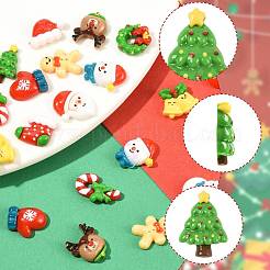 48個 12スタイル クリスマス 不透明樹脂 デコデン カボション  ミックスカラー  混合図形  9~15.5x9~14x4~5mm  4個/スタイル&nbsp;CRES-FS0001-34A