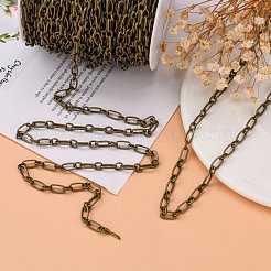 アイアン製手作りチェーン母子チェーン  溶接されていない  スプールで  アンティークブロンズカラー  母のリンク：5x9.5mm  厚さ1.2mm  息子へのリンク：5x6mm  厚さ1.2mm  約164.04フィート（50m）/ロール&nbsp;CHSM007Y-AB