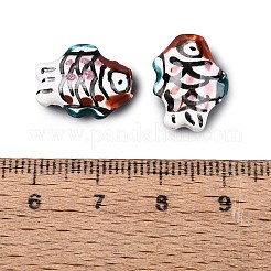 手作りの陶器ビーズ  ファミーユは磁器バラ  手描き  魚  シエナ  15~16x11.5~12.5x7.5~8mm  穴：1.5~1.8mm&nbsp;PORC-Q007-09D