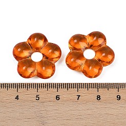 透明ガラスビーズ  花  ダークオレンジ  24x25x7mm  穴：6mm&nbsp;GLAA-F129-01L