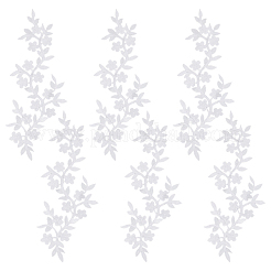 6個の花のレーヨン刺繍縫い付け装飾アクセサリー  ミシンクラフト装飾  ホワイト  270x105x1mm&nbsp;PATC-FG0002-56B