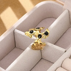 Irregular 304 Stainless Steel Enamel Wide Open Cuff Rings for Women&nbsp;RJEW-G338-12G-02