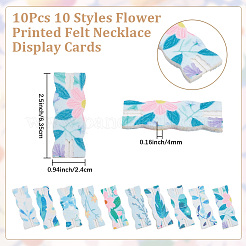 10個 10スタイルの花柄フェルトネックレスディスプレイカード  長方形  ミックスカラー  6.35x2.4x0.4cm  1個/スタイル&nbsp;DIY-SC0033-86B