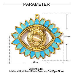 304 Stainless Steel Enamel Pendants&nbsp;STAS-OY002-45G-01