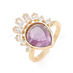 Brass with Natural Amethyst Finger Rings&nbsp;GG-CBACC2B-07G-07