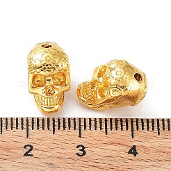 真鍮ビーズ  カドミウムフリー＆ニッケルフリー＆鉛フリー  スカル  ゴールドカラー  11x8x6mm  穴：1.6mm&nbsp;KK-Q800-20G