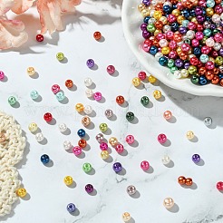 焼き絵用塗料、パール加工ガラスパール、丸ビーズの連  ミックスカラー  4~5mm  穴：1mm  約582個/50g&nbsp;X-HY-Q004-4mm-M
