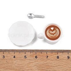 コーヒーカップと皿、スプーン、樹脂製のミニチュア装飾品  マイクロランドスケープガーデンドールハウスアクセサリー  小道具の装飾のふりをする  サドルブラウン  14.5~25x5.5~23.5x2~18.5mm  3pc&nbsp;DOLL-F001-02A