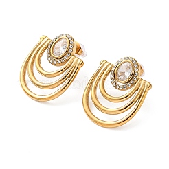 304 Stainless Steel Pave Cubic Zirconia Stud Earrings for Women&nbsp;SA-CBAD22F-04G