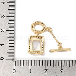 真鍮製マイクロペーブクリアキュービックジルコニアマンテル  カドミウムフリー＆ニッケルフリー＆鉛フリー  長方形  18KGP本金メッキ  バー: 13.5mm; 長方形: 25mm&nbsp;KK-N254-87G