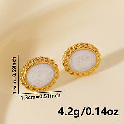Minimalist Oval Stainless Steel Stud Earrings&nbsp;XI8505-2
