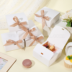 リボン付きの折り紙ギフトボックス  パーティーのために  結婚式  ベーカリーボックス  正方形  ホワイト  11x11x5cm&nbsp;CON-WH20001-11A-01