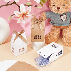 40Pcs 2 Colors House Shaped Kraft Paper Boxes with Ribbon and Window&nbsp;ABAG-PH0001-55