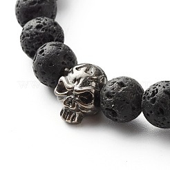 Natural Lava Rock Round Beads Stretch Bracelet&nbsp;BJEW-JB06832