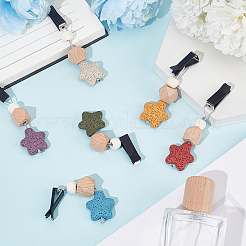 6Pcs 6 Colors Star Wood & Lava Rock Felt Car Air Vent Clips&nbsp;HJEW-DR00042